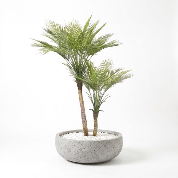 דקל מפוצל מלאכותי 1.2 מטר UV כולל קערת כרתים